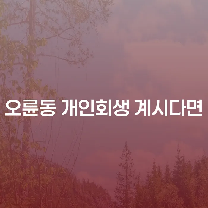 오륜동 개인회생 계시다면
